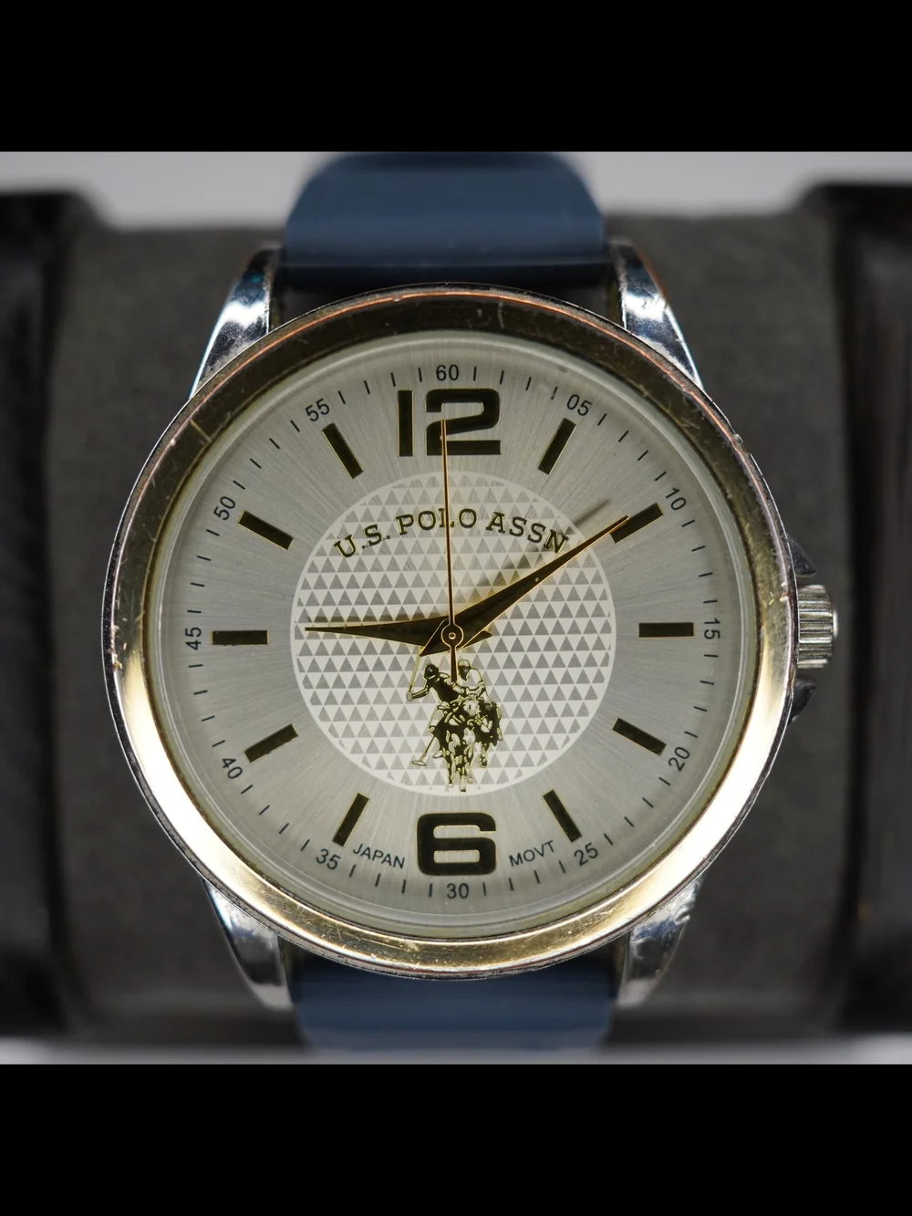 U.S. Polo Assn USC20149 Men's Quartz Watch Silver Dial Blue Rubber Band